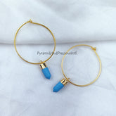 Turquoise Earring, Handmade Earring, Pencil Earring, Gemstone Earring, Gold Electroplated Earring